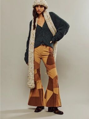 We The Free Corduroy High-Rise Pants in Brown & Tan
